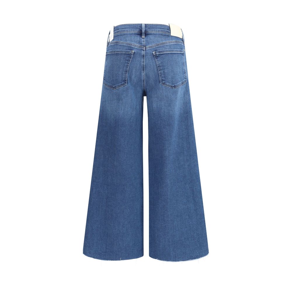 Blue Cotton Cropped Jeans