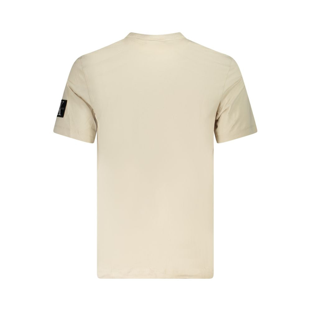 Beige Cotton Men T-Shirt