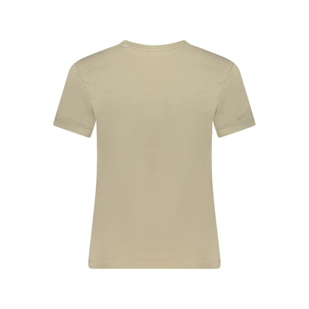 Beige Cotton Women T-Shirt
