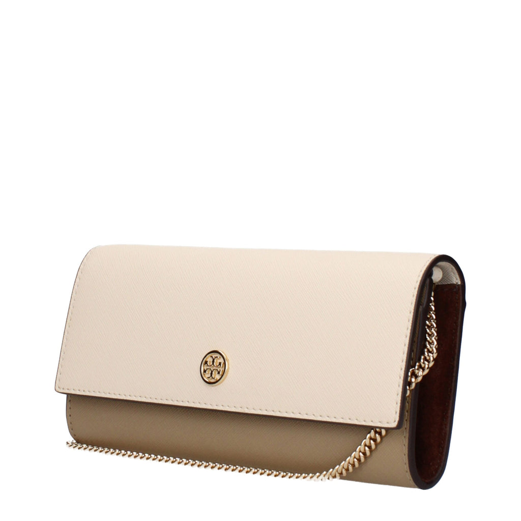 Beige Leather Clutch Bag