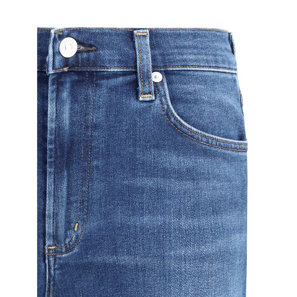 Blue Cotton Flared Jeans