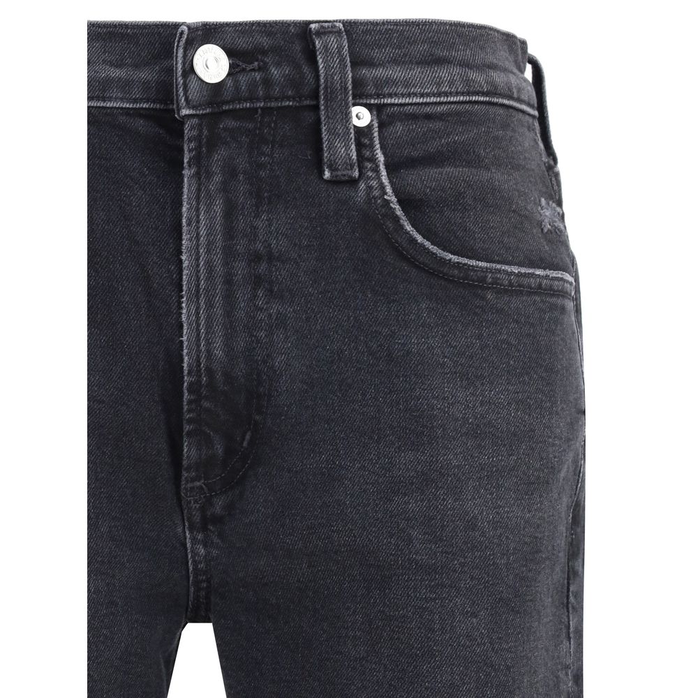 Blue Cotton Straight-Leg Jeans